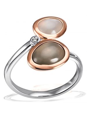 Ring 925/- Silber 2 Mondsteine 1 Zirkonia Goldmaid Silberfarben