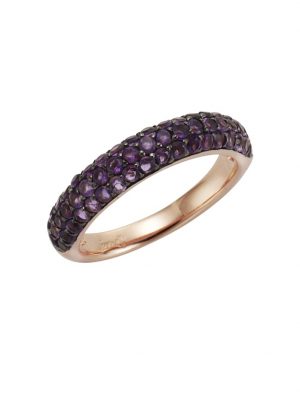 Ring 925/- Sterling Silber Amethyst lila Glänzend Jamelli Rot