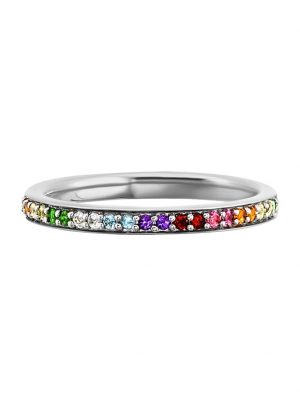Ring 925/- Sterling Silber Granat bunt Glänzend 0,010ct/pc. CAI Weiß