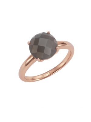 Ring 925/- Sterling Silber Mondstein grau Glänzend Jamelli Rosa