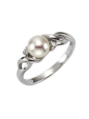 Ring 925/- Sterling Silber Perle weiß Glänzend ZEEme Weiß