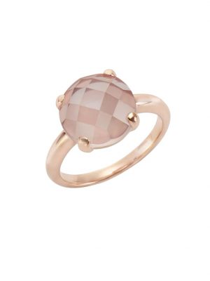 Ring 925/- Sterling Silber Rosenquarz rosa Glänzend Jamelli Rot