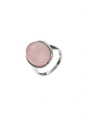 Ring 925/- Sterling Silber Rosenquarz rosa Glänzend ZEEme Weiß
