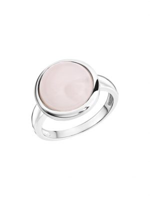 Ring 925/- Sterling Silber Rosenquarz rosa Rhodiniert ZEEme Weiß