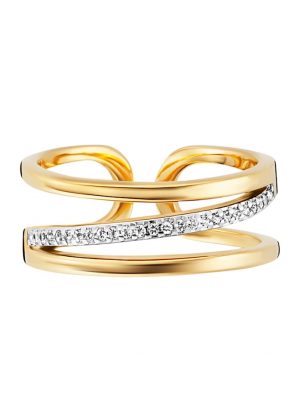 Ring 925/- Sterling Silber Topas weiß RHO+VGO 0,004ct/pc. CAI Gelb