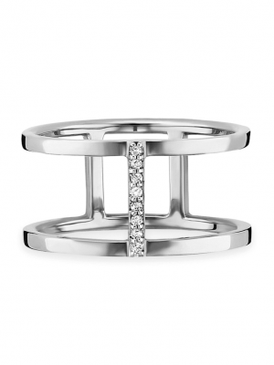 Ring 925/- Sterling Silber Topas weiß rhodiniert 0,036ct CAI Weiß