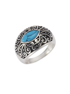 Ring 925/- Sterling Silber Türkis türkis Glänzend ZEEme Weiß