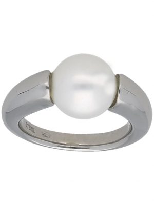 Ring mit Muschelkernperle, Edelstahl Jacques Charrel Silber