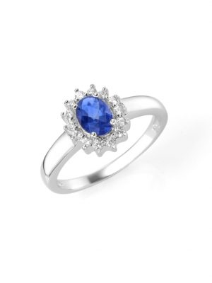 Ring zauberhaft, farbiger Stein und weiße Zirkonia, Silber 925 Smart Jewel Blau