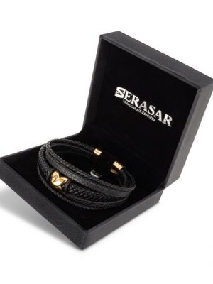 SERASAR Lederarmband "Leder Herrenarmband "Flake"" (Klassisch, elegant, casual, 1-tlg), aus Echtleder, Länge durch extra Glied verstellbar