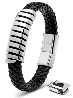 SERASAR Lederarmband "Leder Herrenarmband "Helix"" (Klassisch, elegant, casual, 1-tlg), aus Echtleder, Länge durch extra Glied verstellbar