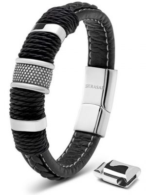 SERASAR Lederarmband "Leder Herrenarmband "Ring"" (Klassisch, elegant, casual, 1-tlg), aus Echtleder, Länge durch extra Glied verstellbar