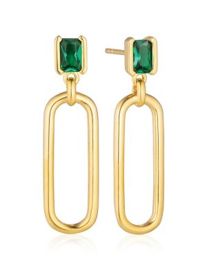 SIF Jakobs Ohrringe - ROCCANOVA LUNGO EARRINGS - SJ-E42256-GCZ-YG 925 Silber vergoldet, Zirkonia gold