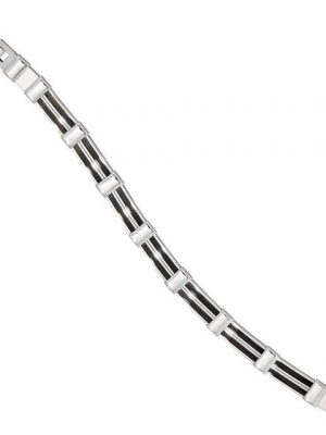 Schmuck Krone Armband "8,9mm Armband Armkette Armschmuck aus Edelstahl mit Keramik 21cm für Herren"