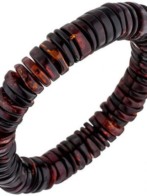 Schmuck Krone Armband "Armband Armschmuck aus Bernstein Scheiben dunkel-braun endlos flexibel Unisex"