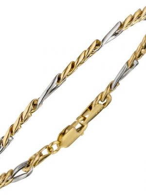 Schmuck Krone Armband "Armband aus 333 Gold Gelbgold & Weißgold bicolor Goldarmband 19cm Unisex"