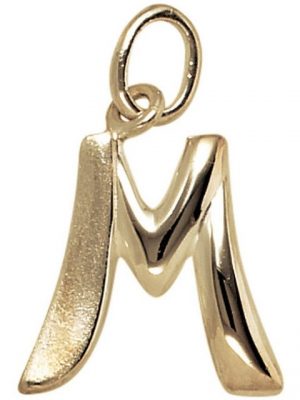 Schmuck Krone Kettenanhänger "Anhänger Buchstabe M 375 Gold Gelbgold 14,8x12,8mm Halsschmuck Buchstabenanhänger"