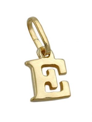 Schmuck Krone Kettenanhänger "Anhänger Einhänger " E " Goldbuchstabe Buchstabe aus 375 Gold Gelbgold Unisex"