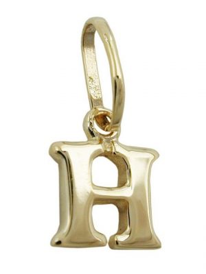 Schmuck Krone Kettenanhänger "Anhänger Einhänger " H " Goldbuchstabe Buchstabe aus 375 Gold Gelbgold Unisex"