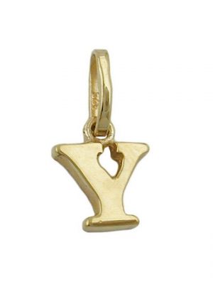 Schmuck Krone Kettenanhänger "Anhänger Einhänger ' Y ' Goldbuchstabe Buchstabe aus 375 Gold Gelbgold Unisex"