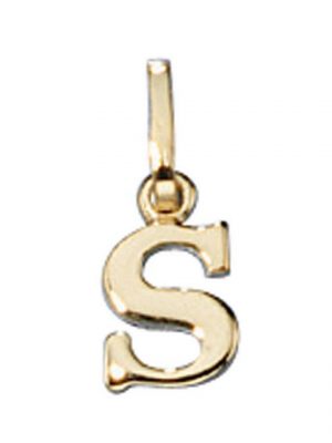 Schmuck Krone Kettenanhänger "Buchstabe " S " Ketten Anhänger Goldanhänger 333 Gelbgold Einhänger Unisex"