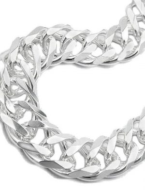 Schmuck Krone Silberarmband "Armband Armkette Doppelpanzer aus Echt Silber 925 21cm Armschmuck Herren"
