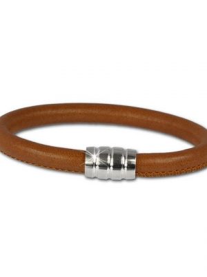 SilberDream Silberarmband "LS0641 SilberDream Nappa Leder Armband cognac" (Armband), Unisex Armband, ca. 19cm aus 925 Sterling Silber, Farbe: cognac, braun