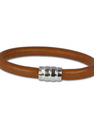 SilberDream Silberarmband "LS0642 SilberDream Nappa Leder Armband cognac" (Armband), Unisex Armband, ca. 21cm aus 925 Sterling Silber, Farbe: cognac, braun