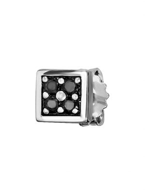 Single Ohrstecker 925/- Sterling Silber Spinell schwarz 6,5mm Glänzend 0,004ct CAI Silbergrau