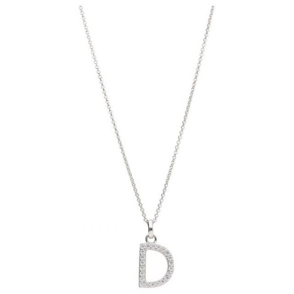 Smart Jewel Kette mit Anhänger "Buchstabe D mit Zirkonia Steine, Silber 925"