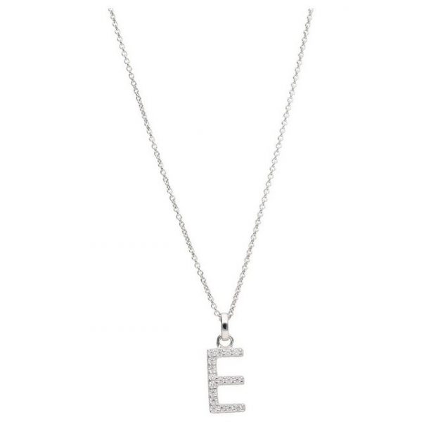 Smart Jewel Kette mit Anhänger "Buchstabe E mit Zirkonia Steine, Silber 925"