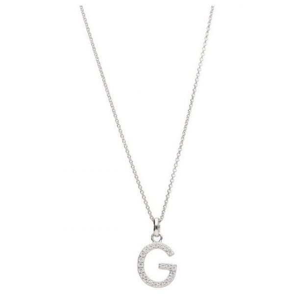 Smart Jewel Kette mit Anhänger "Buchstabe G mit Zirkonia Steine, Silber 925"