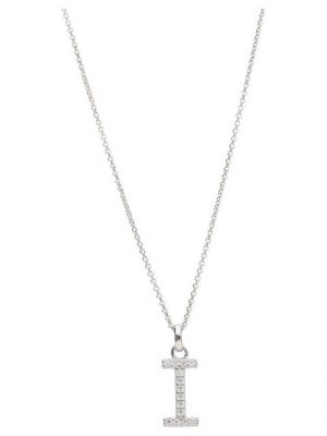 Smart Jewel Kette mit Anhänger "Buchstabe I mit Zirkonia Steine, Silber 925"