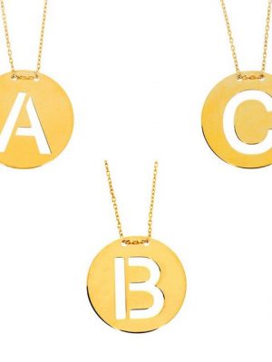 Stella-Jewellery Kette mit Anhänger "585 Gold Halskette mit rundem Anhänger Buchstaben" (inkl. Etui), Buchstaben Anhänger mit Kette