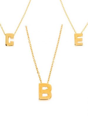 Stella-Jewellery Kette mit Anhänger "585er Gold Halskette mit Buchstaben Anhänger" (inkl. Etui), Buchstaben Anhänger mit Kette