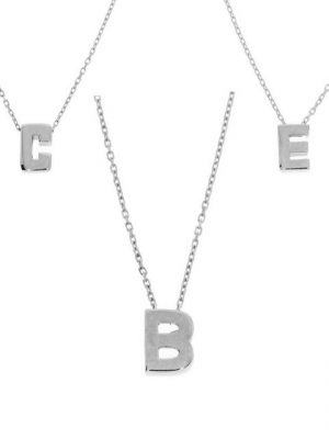 Stella-Jewellery Kette mit Anhänger "Halskette mit Buchstabe Anhänger Weissgold 585er" (inkl. Etui), Buchstaben Anhänger mit Kette