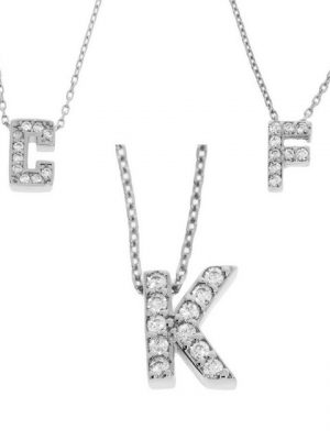 Stella-Jewellery Kette mit Anhänger "Halskette mit Buchstabe Zirkonia Anhänger WG 585er" (inkl. Etui), Buchstaben Anhänger mit Kette