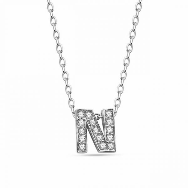 dKeniz Anhänger mit Kette "Buchstabe N 925/- Sterling Silber"