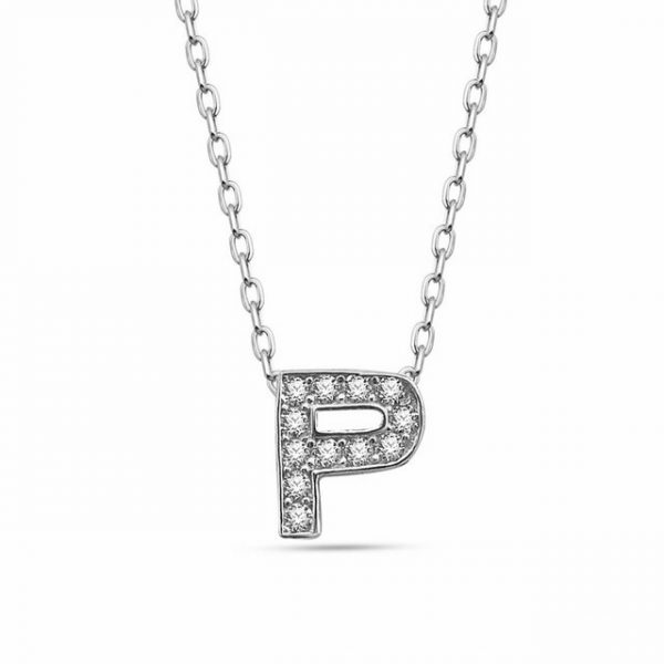 dKeniz Anhänger mit Kette "Buchstabe P 925/- Sterling Silber"