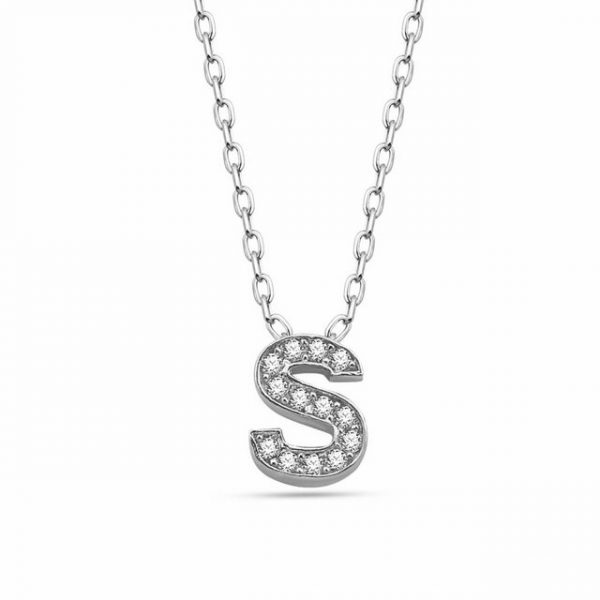 dKeniz Anhänger mit Kette "Buchstabe S 925/- Sterling Silber"