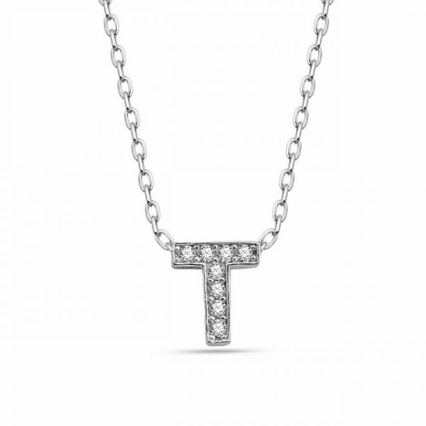 dKeniz Anhänger mit Kette "Buchstabe T 925/- Sterling Silber"