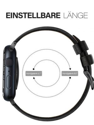 edimens Smartwatch-Armband "44/42/45mm Echtleder Armband für Apple Watch 8/7/6/5/SE für Mann", die Größe L, leicht verstellbar, rutschfest, Angenehm zu tragen