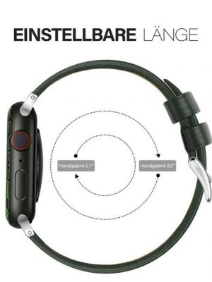 edimens Smartwatch-Armband "44/42/45mm Echtleder Armband für Apple Watch 8/7/6/5/SE für Mann", die Größe L, leicht verstellbar, rutschfest, Angenehm zu tragen