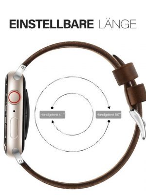 edimens Smartwatch-Armband "44/42/45mm Echtleder Armband für Apple Watch 8/7/6/5/SE für Mann", die Größe L, leicht verstellbar, rutschfest, Angenehm zu tragen