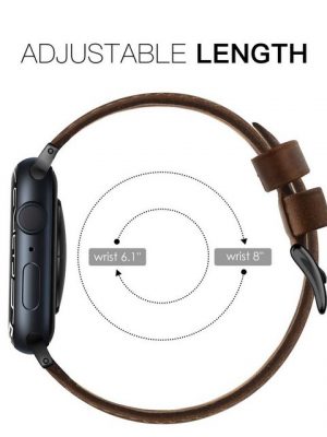 edimens Smartwatch-Armband "44/42/45mm Echtleder Armband für Apple Watch 8/7/6/5/SE für Mann", die Größe L, leicht verstellbar, rutschfest, Angenehm zu tragen