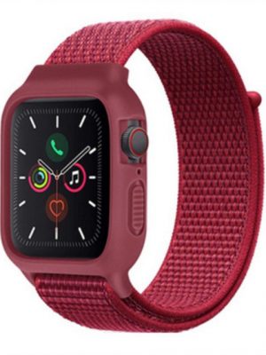 ELEKIN Smartwatch-Armband "Nylon-Sportarmband mit Hülle, kompatibel mit Apple Watch-Armband, 45 mm, 41 mm, 44 mm, 40 mm, schützende Silikon-Schutzhülle mit Nylon-Sport-Schlaufenband für Serie 7/6/5/4/SE, für Kinder, Damen, Herren"