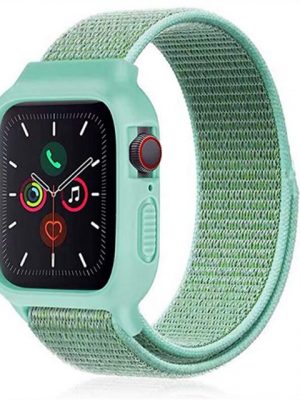 ELEKIN Smartwatch-Armband "Nylon-Sportarmband mit Hülle, kompatibel mit Apple Watch-Armband, 45 mm, 41 mm, 44 mm, 40 mm, schützende Silikon-Schutzhülle mit Nylon-Sport-Schlaufenband für Serie 7/6/5/4/SE, für Kinder, Damen, Herren"