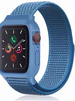 ELEKIN Smartwatch-Armband "Nylon-Sportarmband mit Hülle, kompatibel mit Apple Watch-Armband, 45 mm, 41 mm, 44 mm, 40 mm, schützende Silikon-Schutzhülle mit Nylon-Sport-Schlaufenband für Serie 7/6/5/4/SE, für Kinder, Damen, Herren"