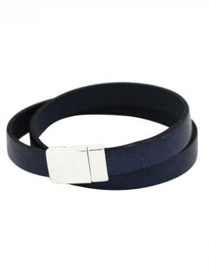 mitienda Armband "Lederarmband blau, Magnetverschluss silber"