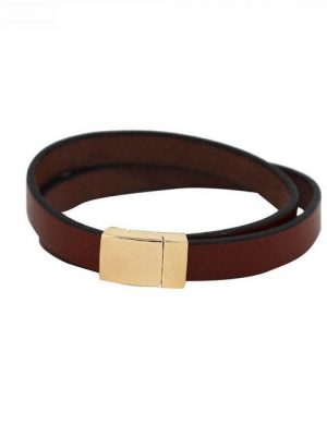 mitienda Armband "Lederarmband hellbraun, Magnetverschluss rosé"